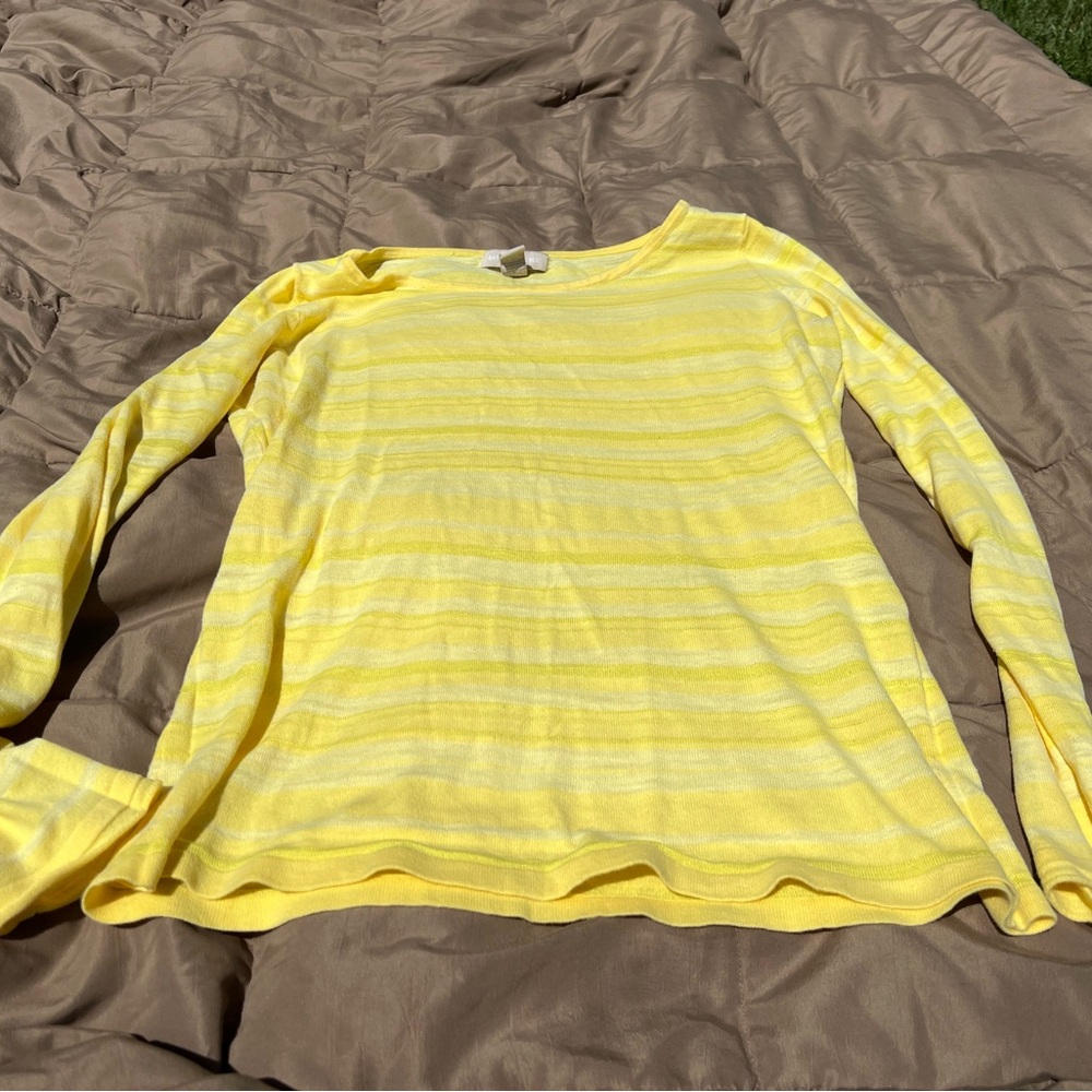 Banana Republic long sleeve cotton yellow stripe tee
